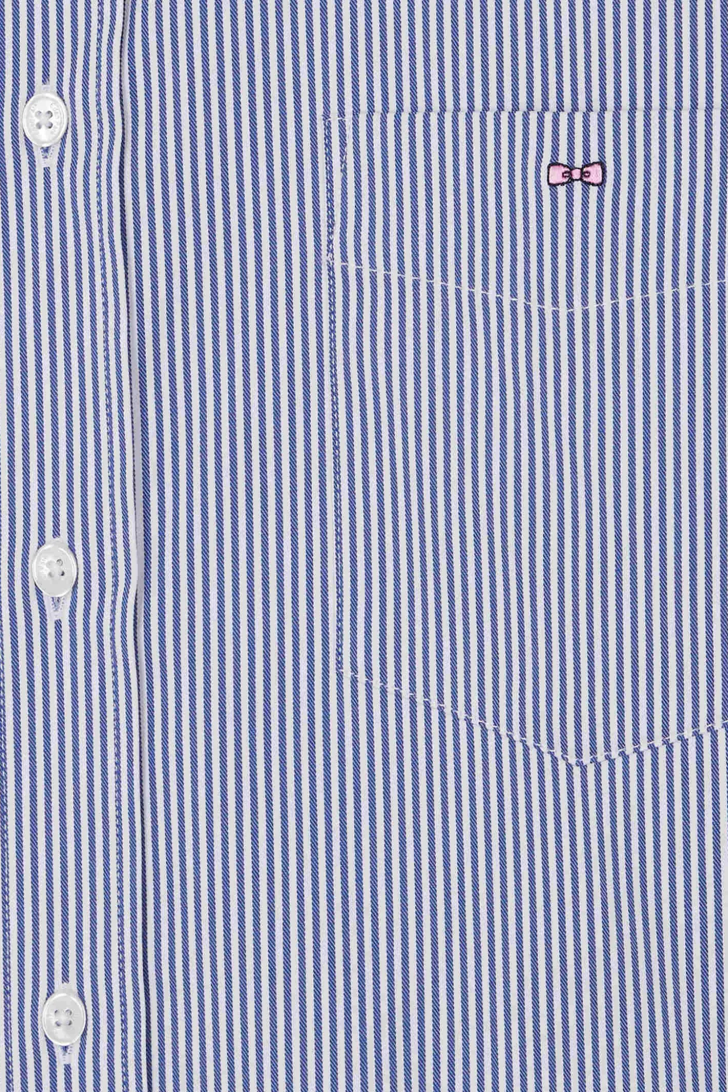 Regular navy blue cotton poplin shirt with baton stripes