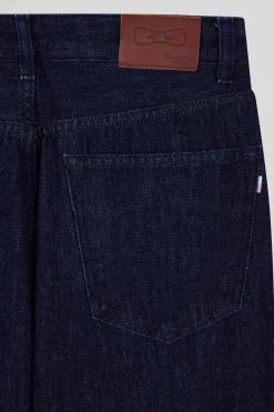Regular navy blue cotton 5-pocket jeans