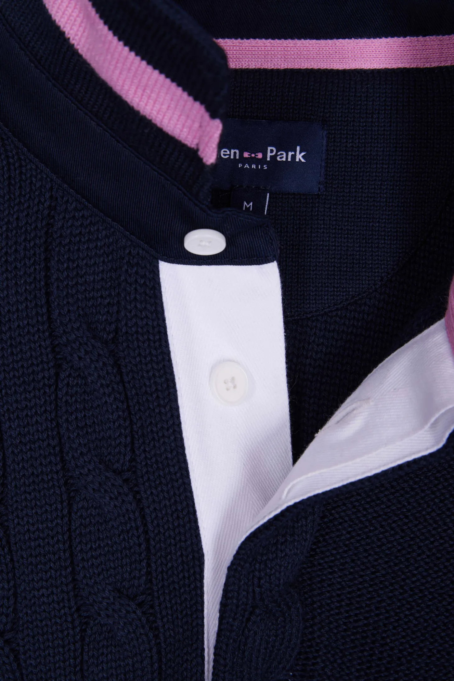 Regular navy blue cotton jumper with rugby shirt collar