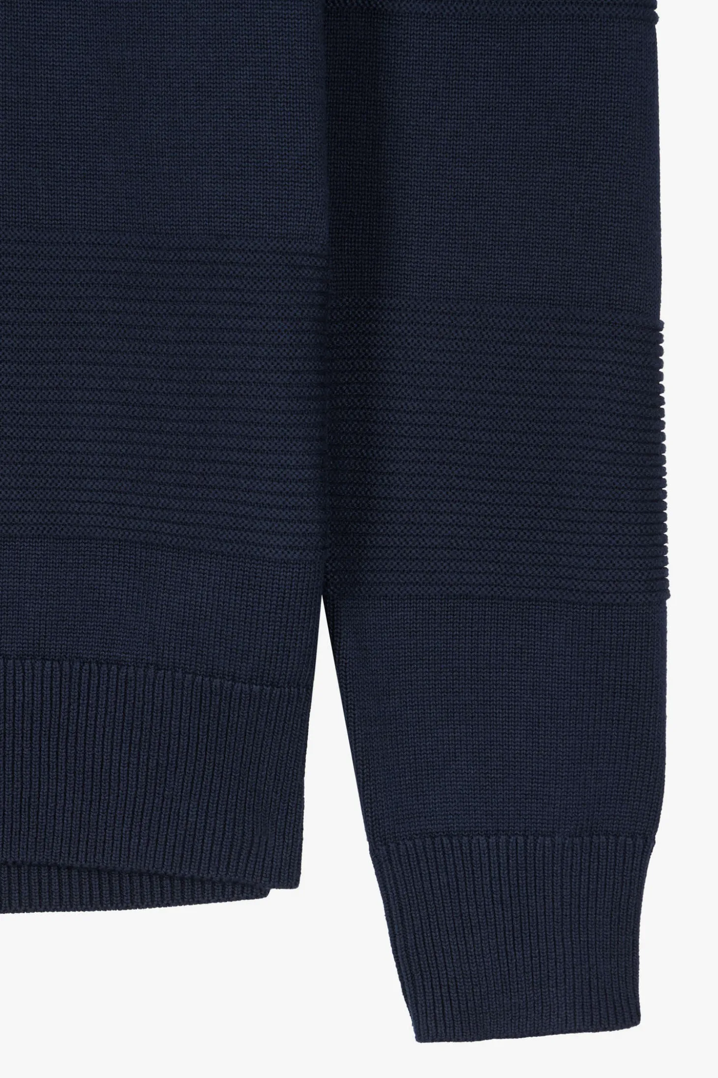 Regular navy blue cotton polo neck jumper