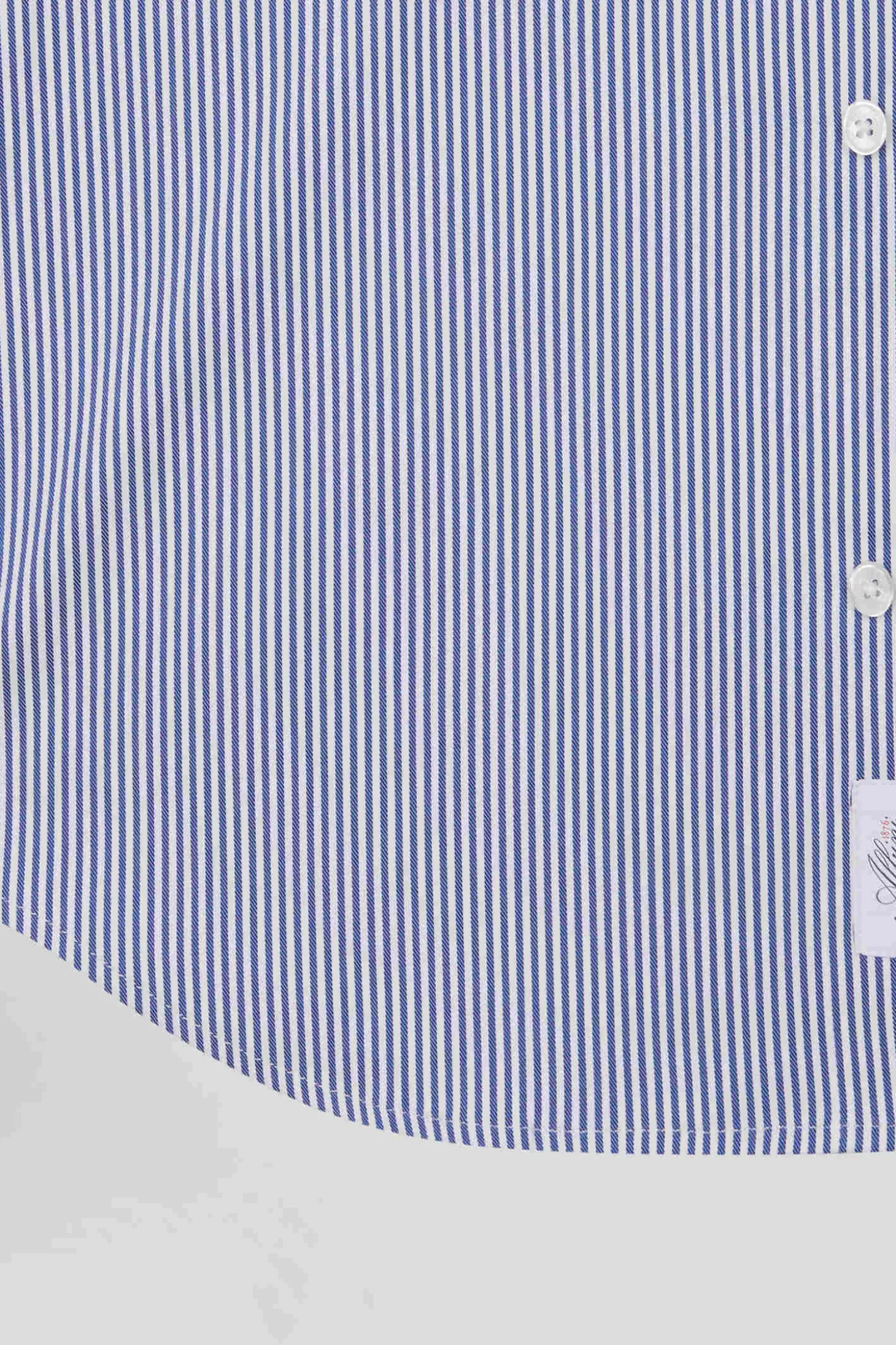 Regular navy blue cotton poplin shirt with baton stripes