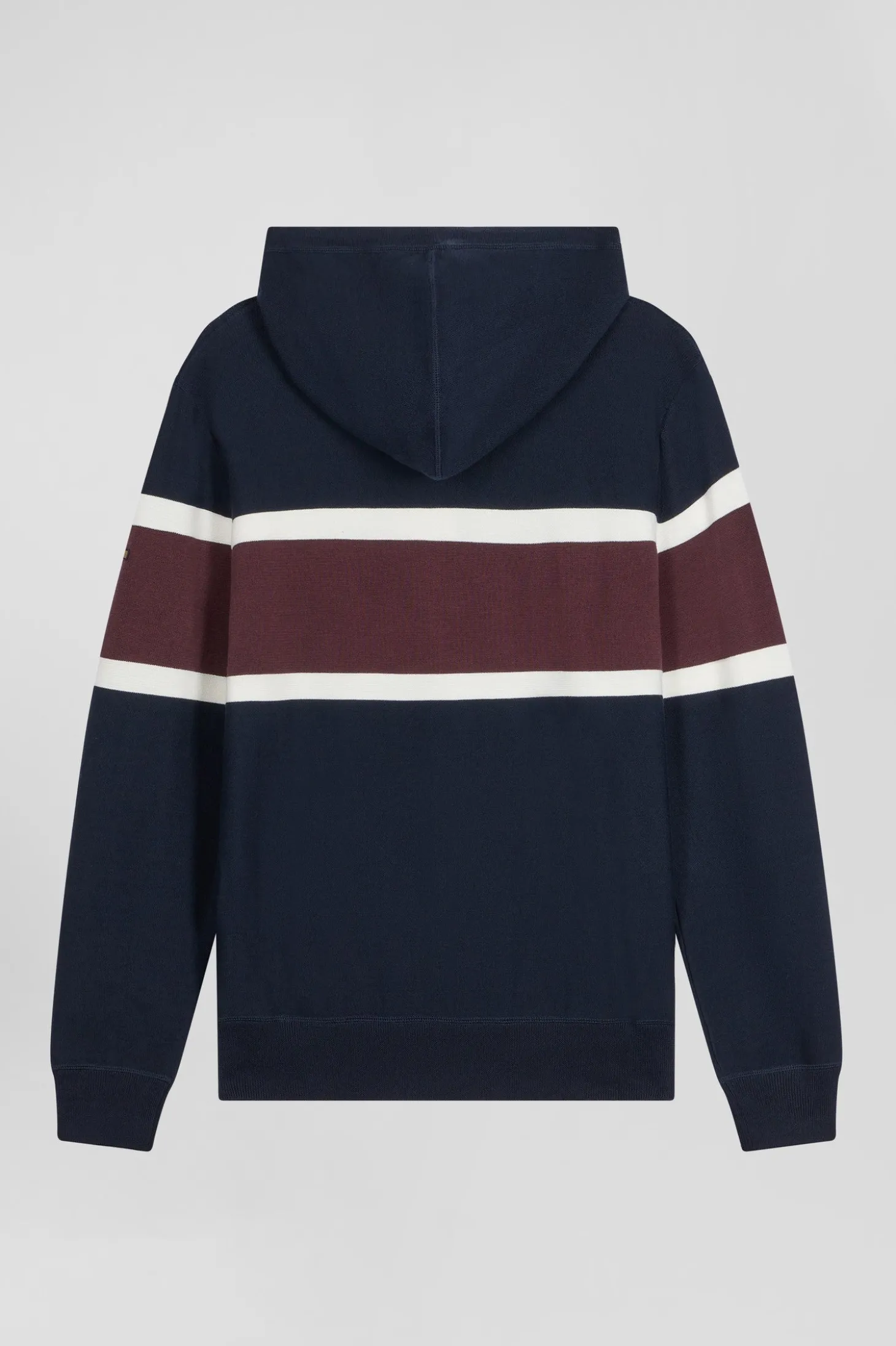 Regular navy blue hooded jumper with EP10 jacquard