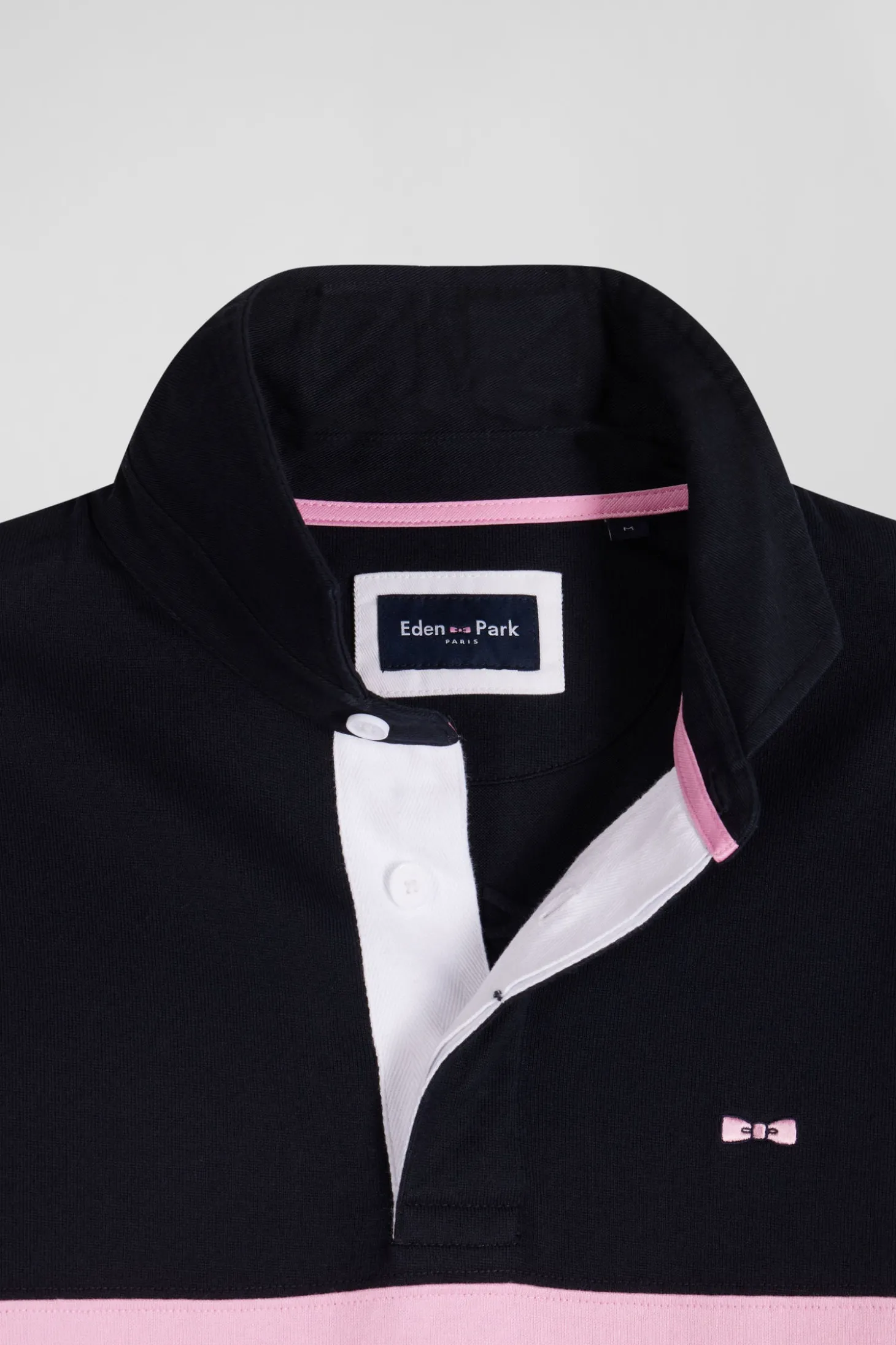 Regular navy blue long-sleeved cotton rugby shirt with N°10 embroidery