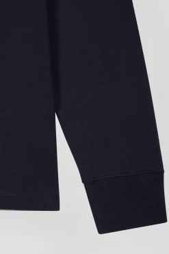 Regular navy blue long-sleeved Pima cotton rugby shirt