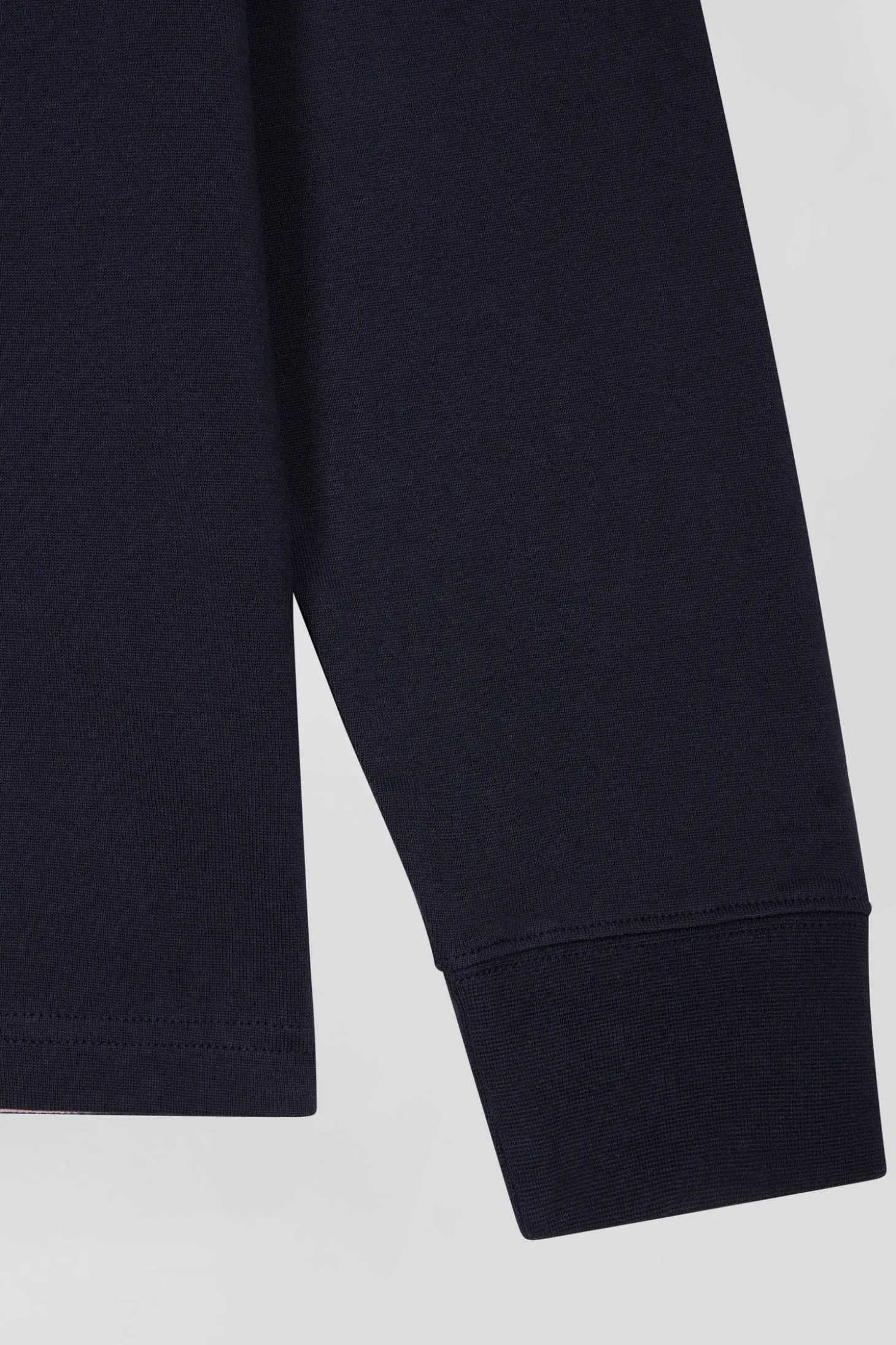 Regular navy blue long-sleeved Pima cotton rugby shirt