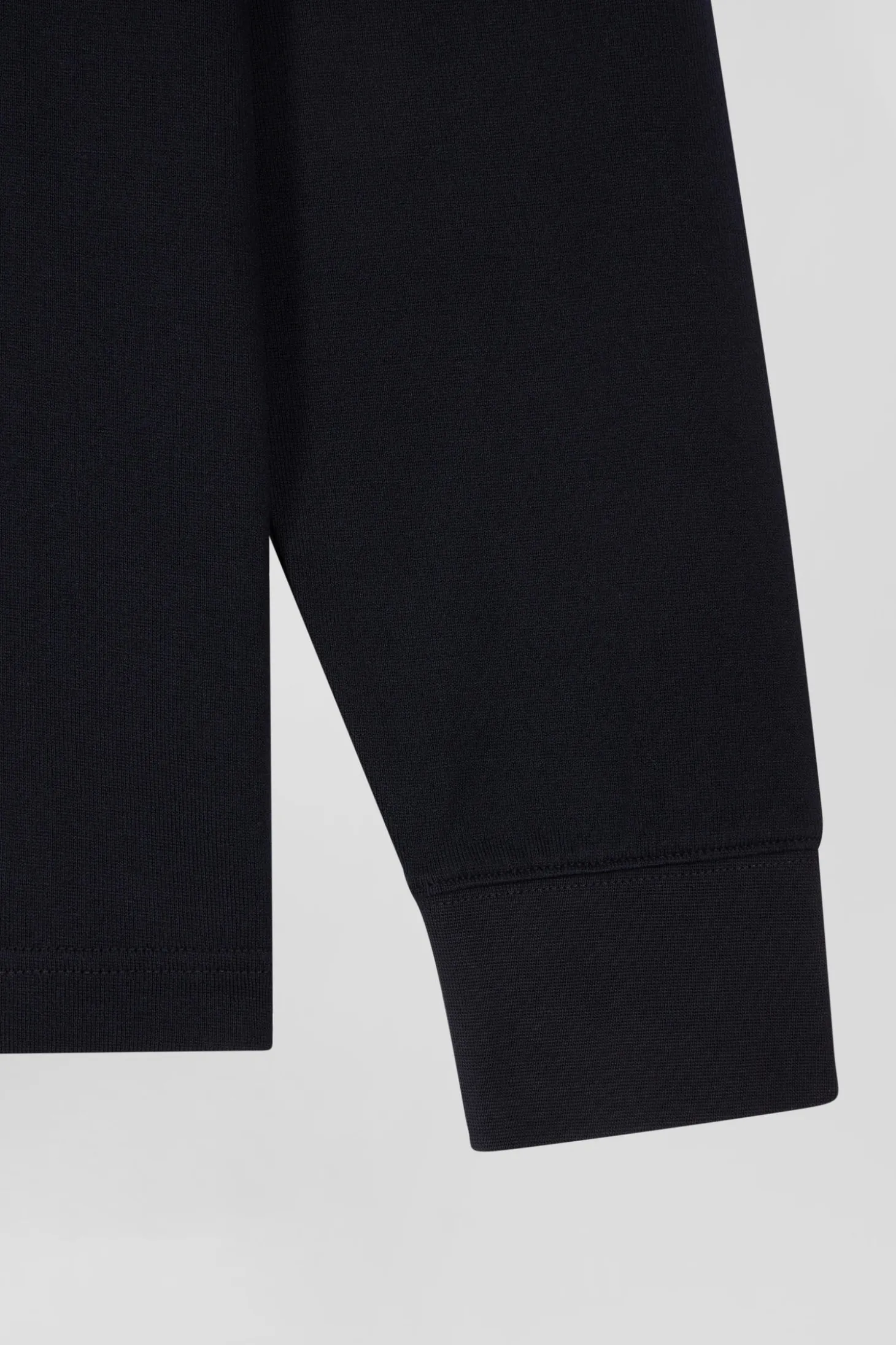 Regular navy blue long-sleeved cotton rugby shirt with bow tie embroidery