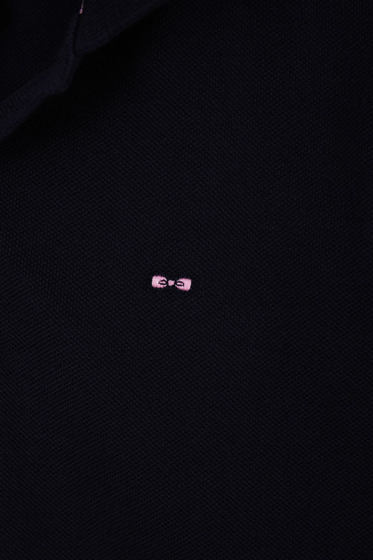 Regular navy blue long-sleeved cotton piqué polo shirt