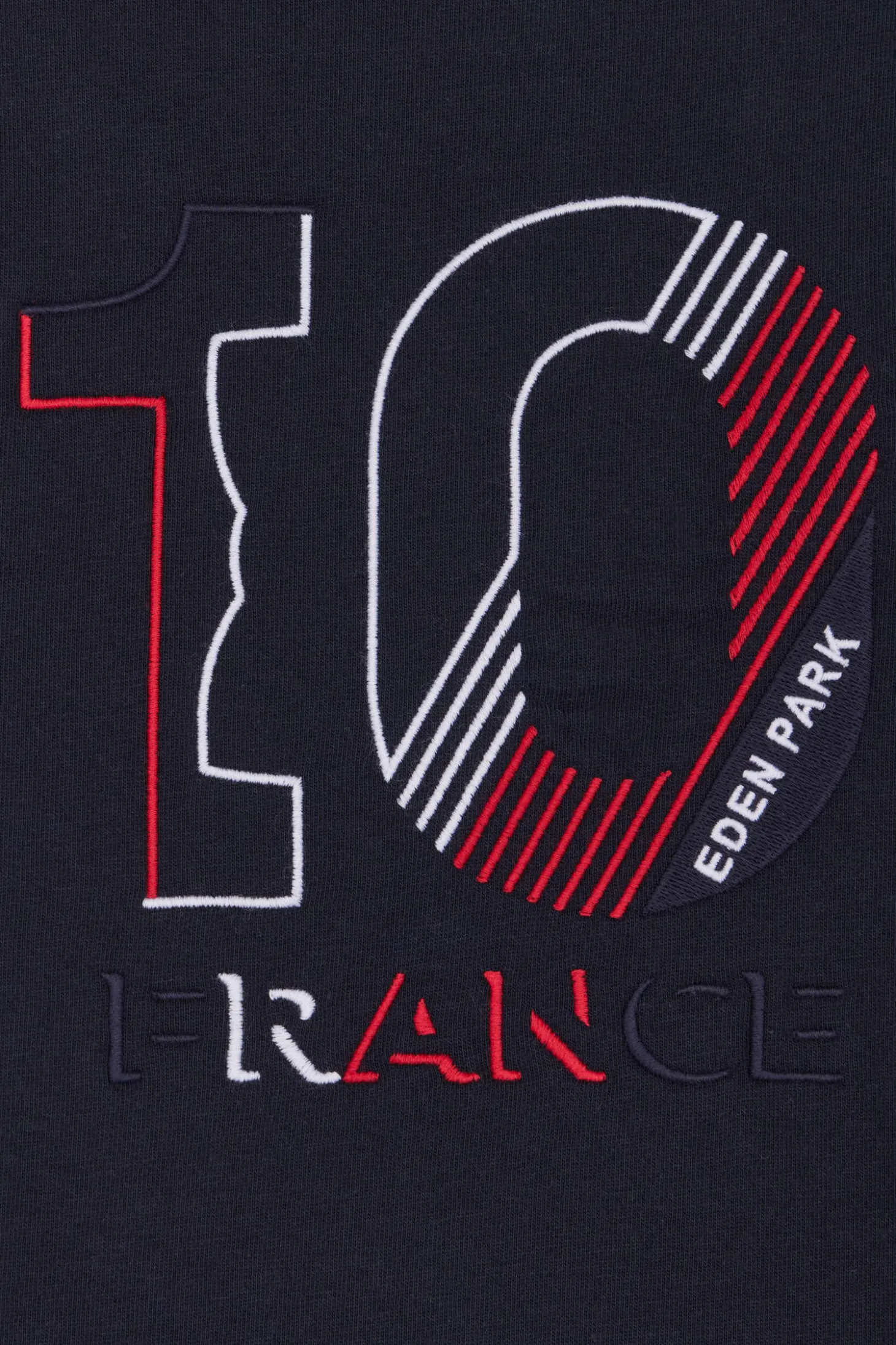 Regular navy blue long-sleeved cotton T-shirt with XV de France embroidery