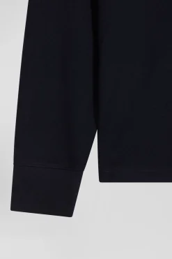 Regular navy blue long-sleeved cotton rugby shirt with N°10 embroidery