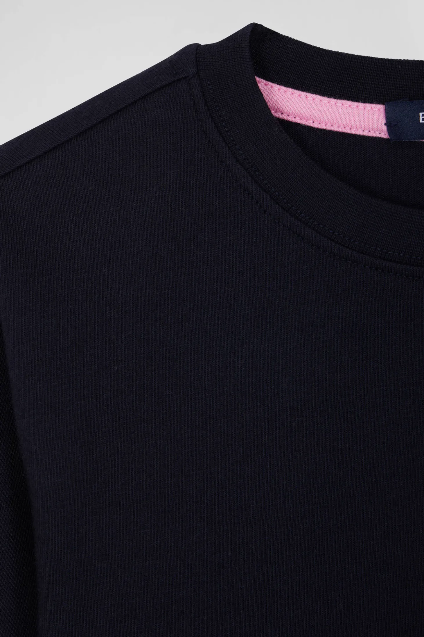 Regular navy blue long-sleeved cotton T-shirt with N°10 embroidery