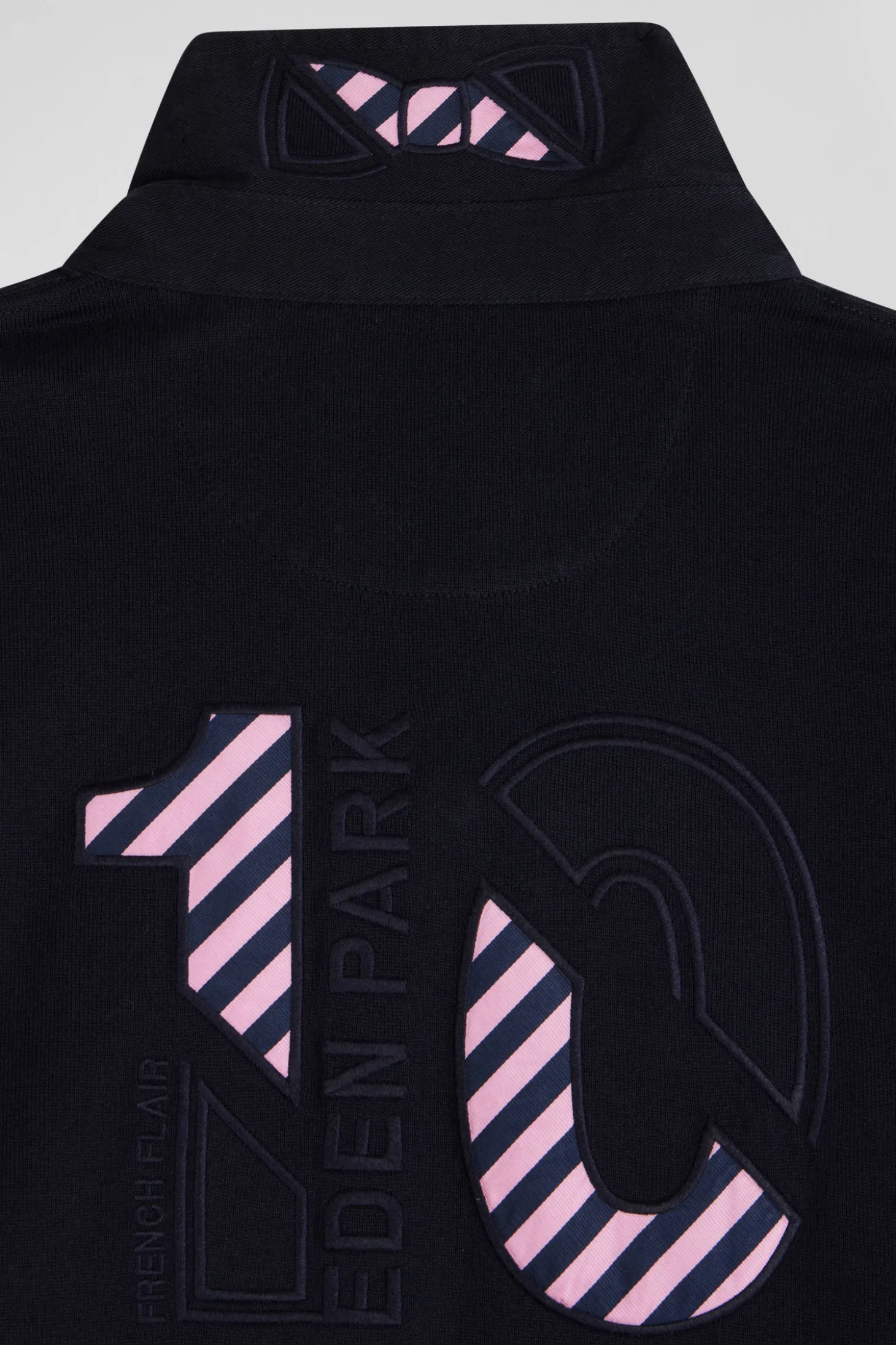 Regular navy blue long-sleeved cotton rugby shirt with N°10 embroidery
