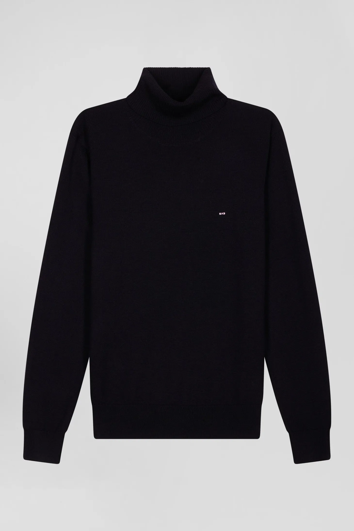 Regular navy blue merino wool turtleneck jumper