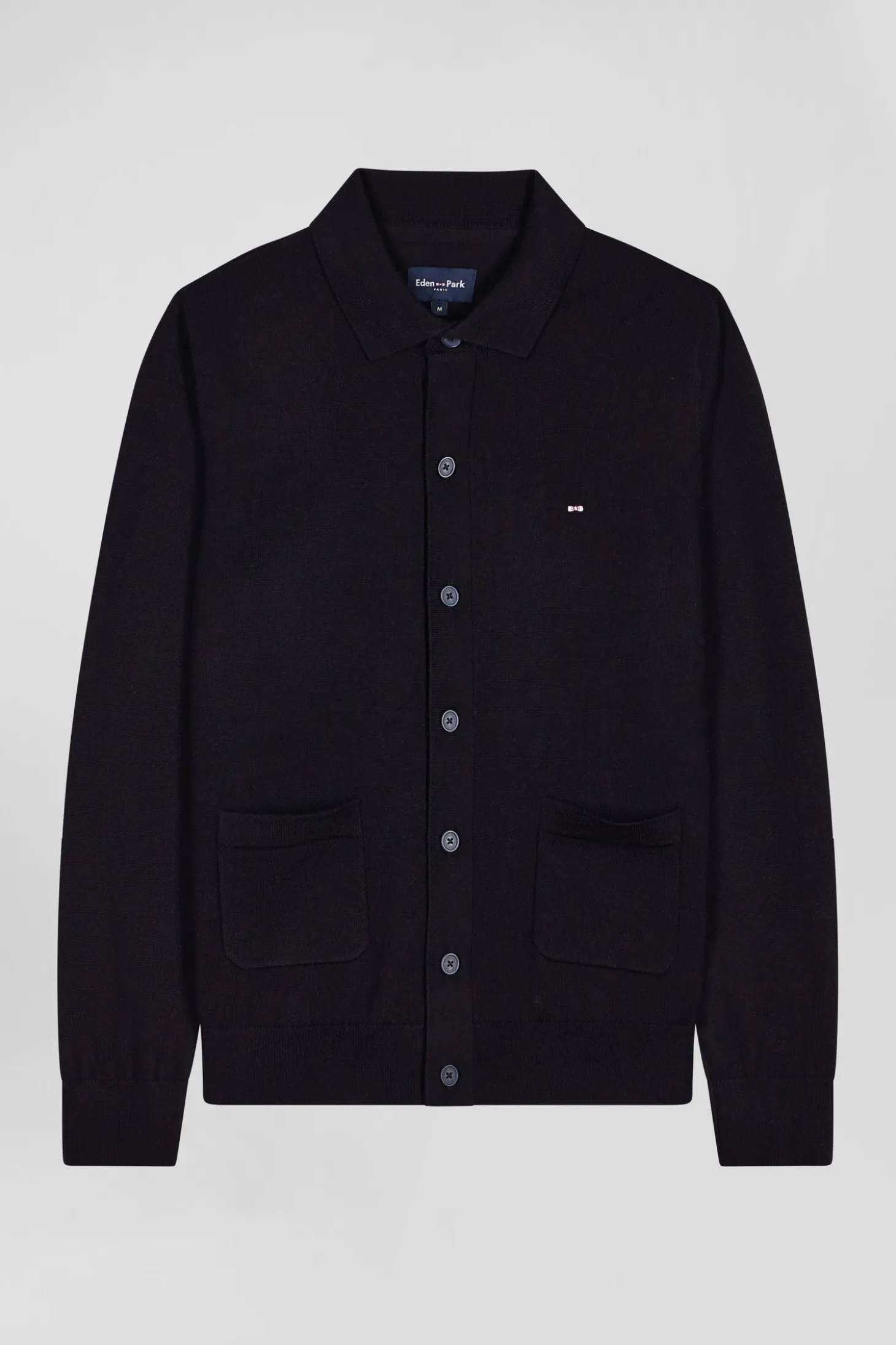 Regular navy blue merino wool cardigan
