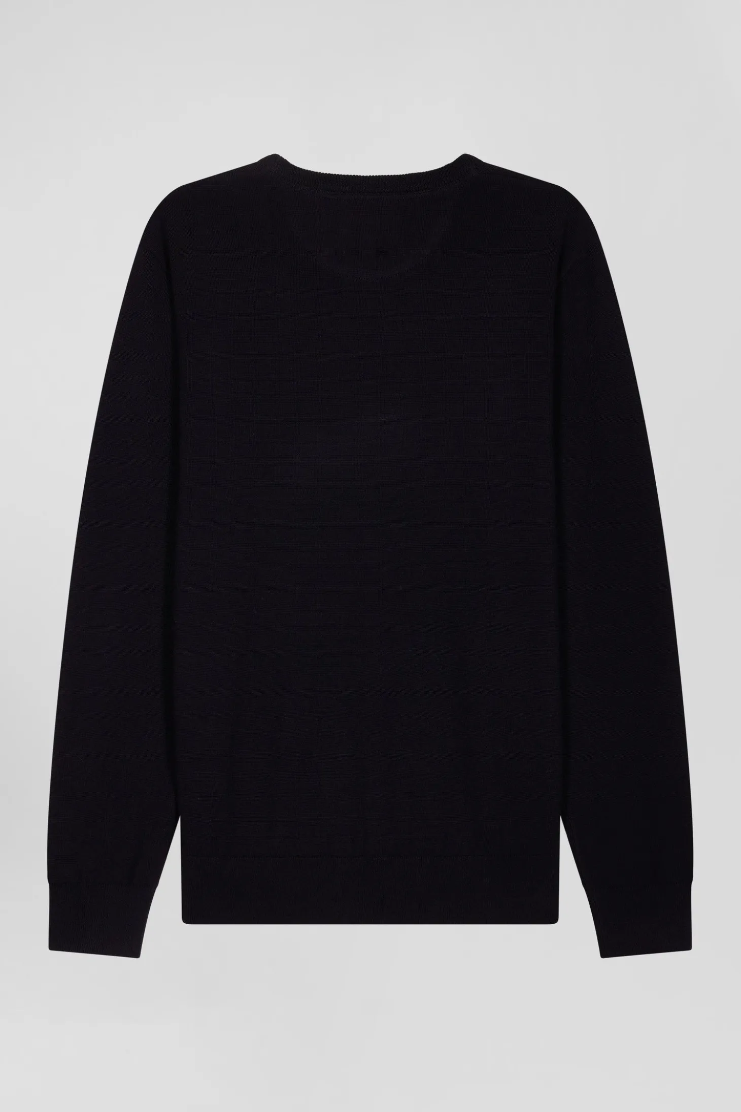 Regular navy blue merino wool V-neck jumper