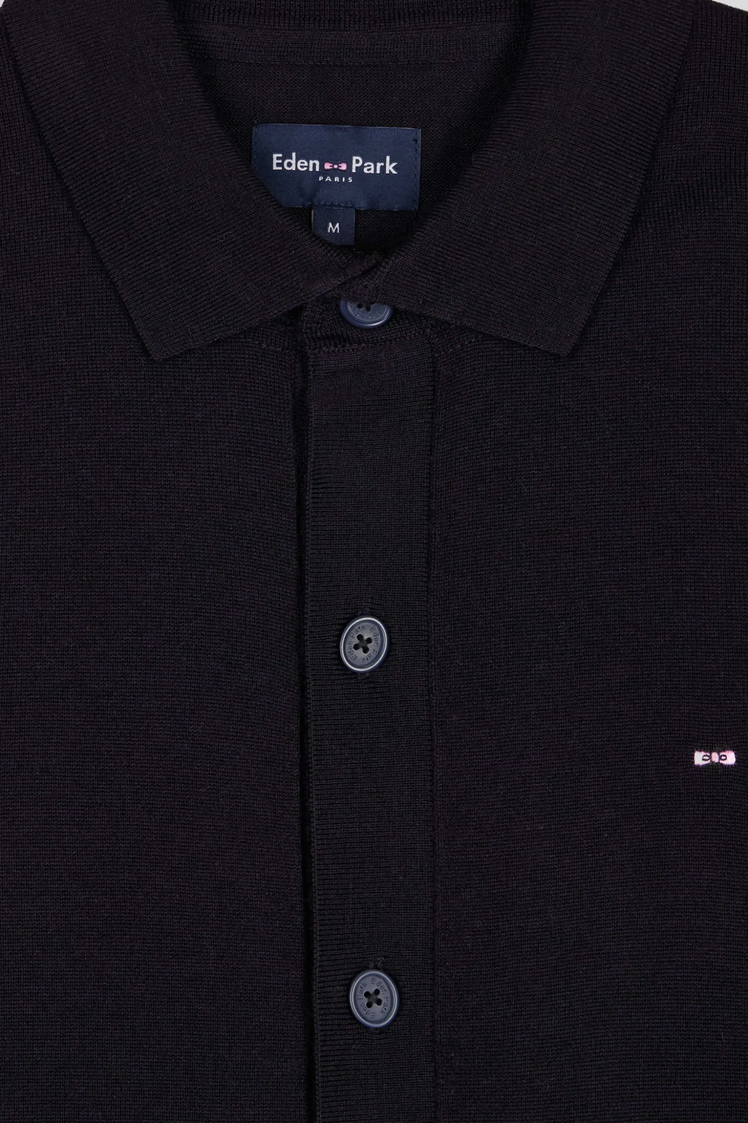Regular navy blue merino wool cardigan