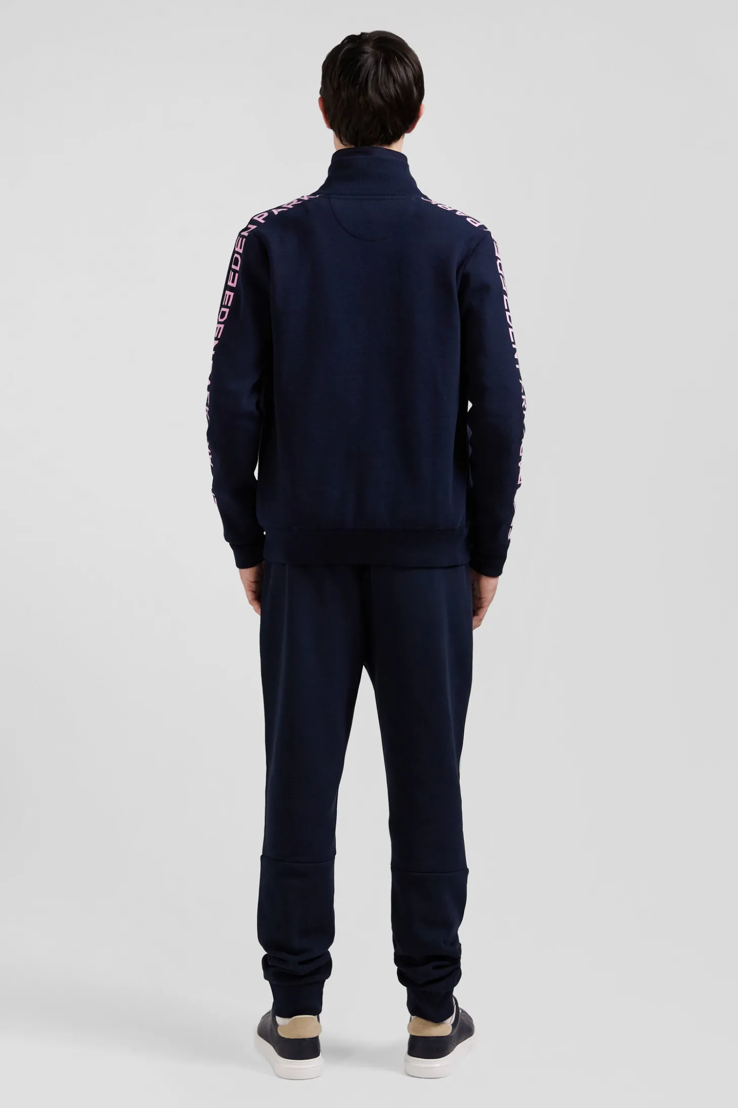 Regular navy blue milano cotton zipped cardigan