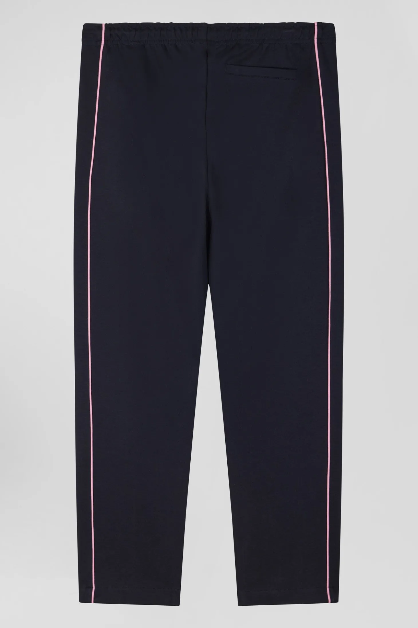 Regular navy blue mixed cotton jogging bottoms with pink piping