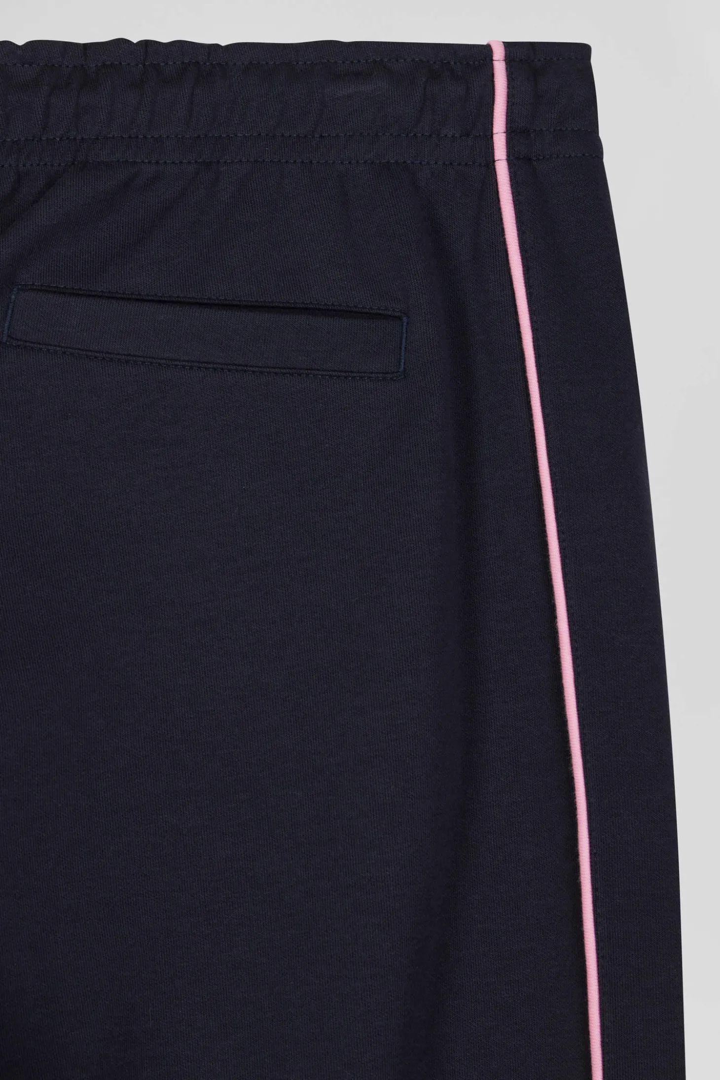 Regular navy blue mixed cotton jogging bottoms with pink piping
