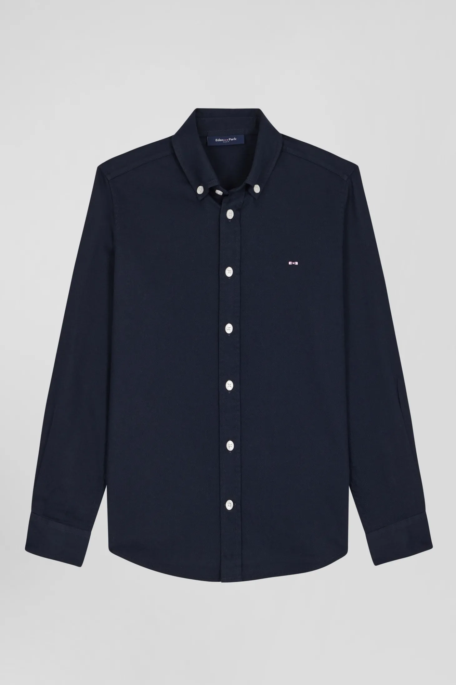 Regular navy blue oxford cotton shirt