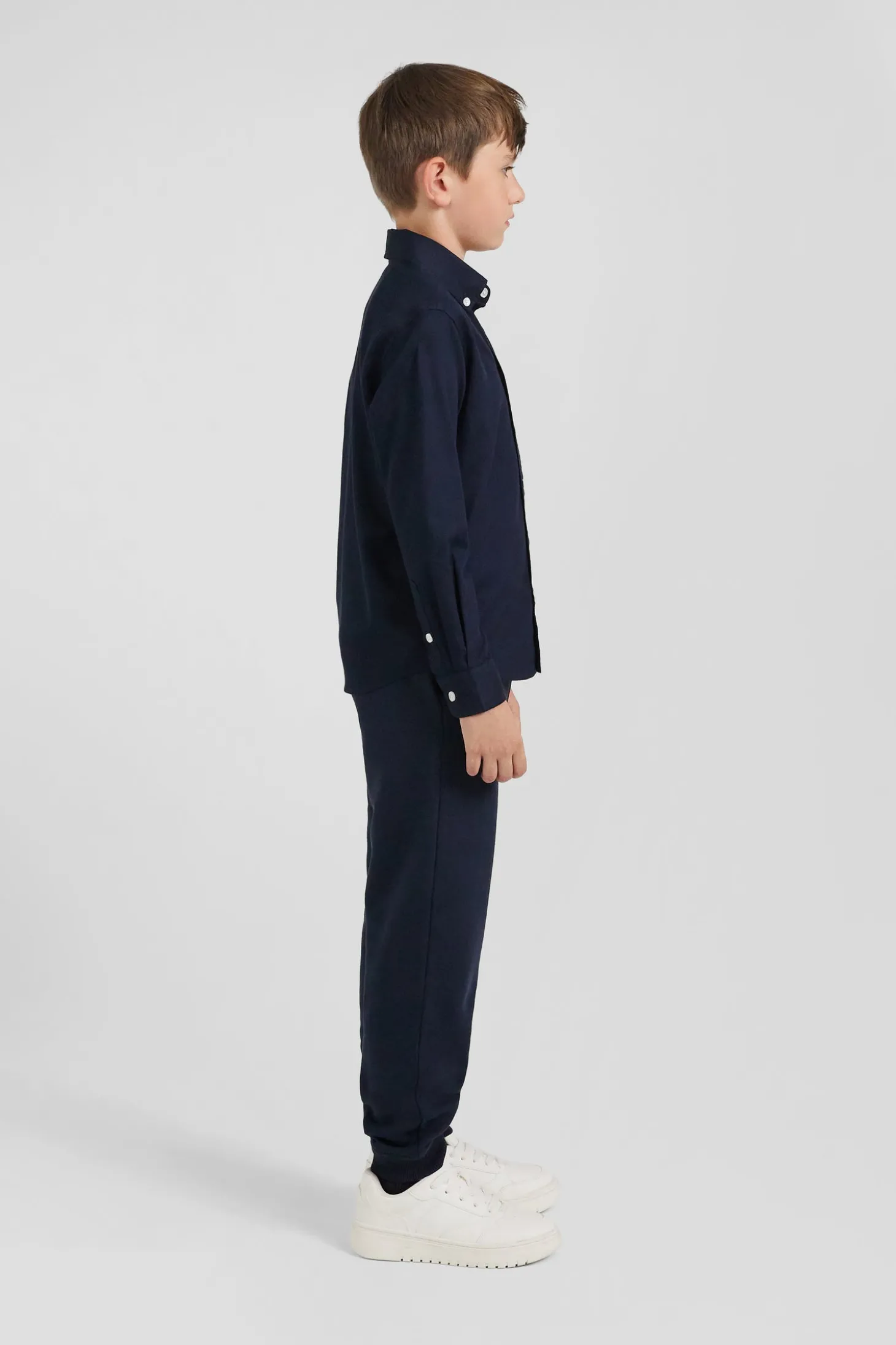 Regular navy blue oxford cotton shirt