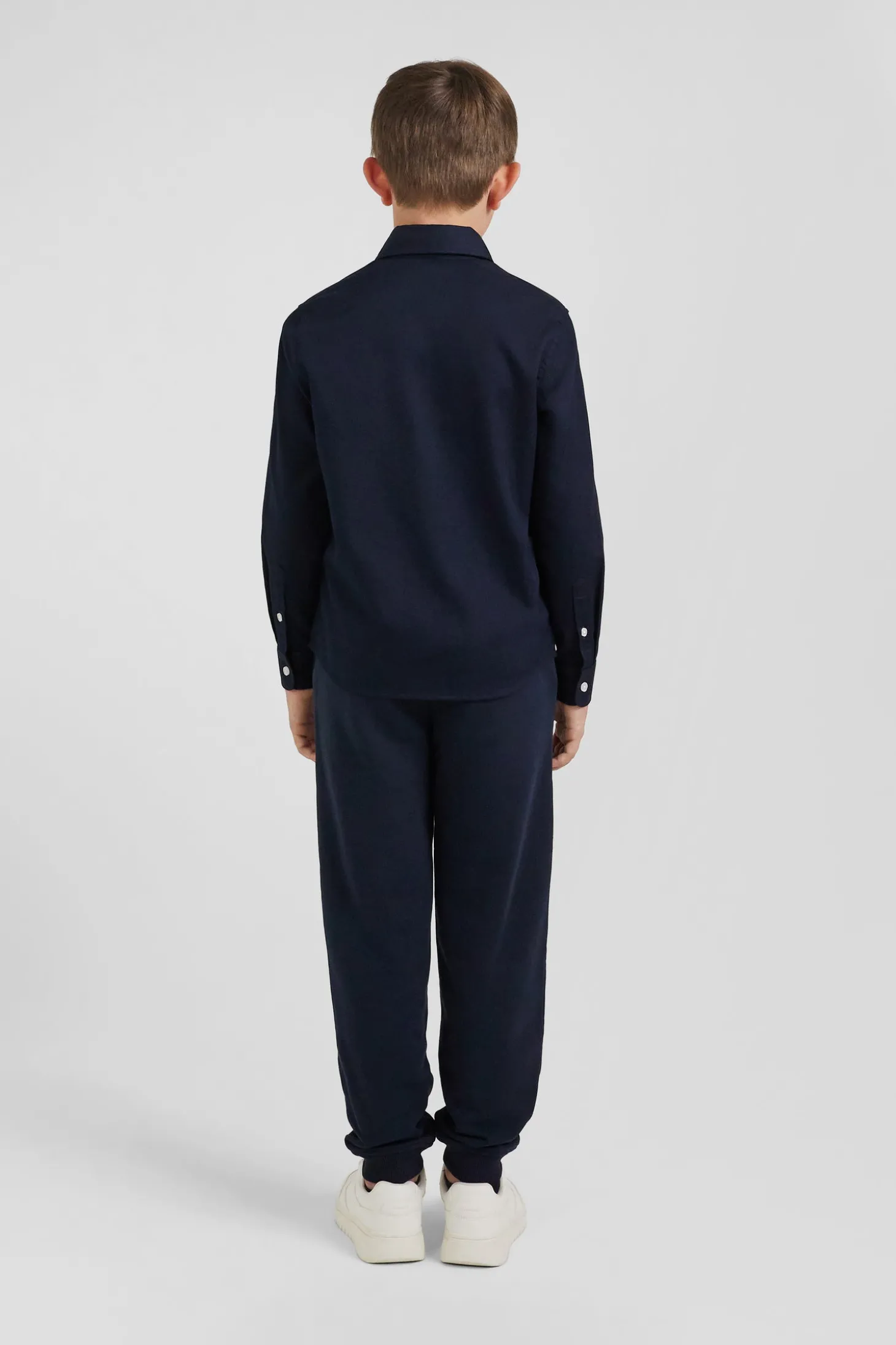 Regular navy blue oxford cotton shirt