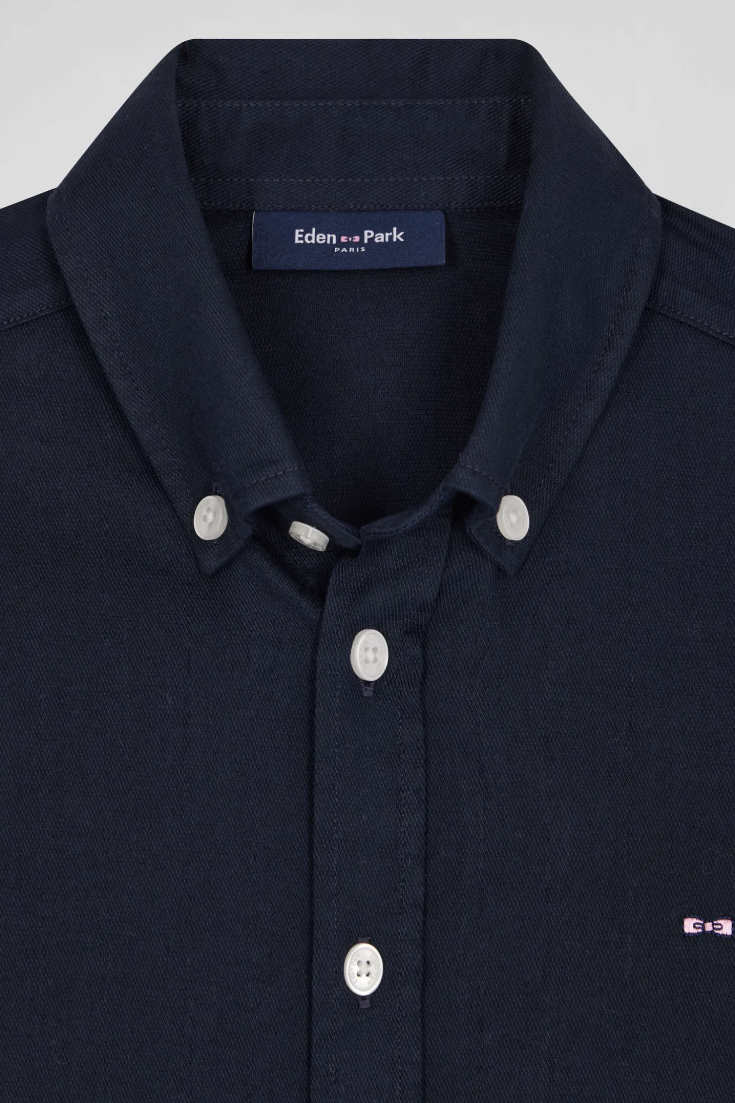 Regular navy blue oxford cotton shirt