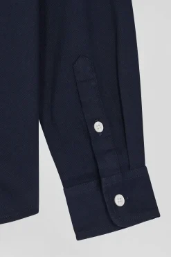 Regular navy blue oxford cotton shirt