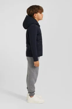 Regular navy blue padded zipped hoodie