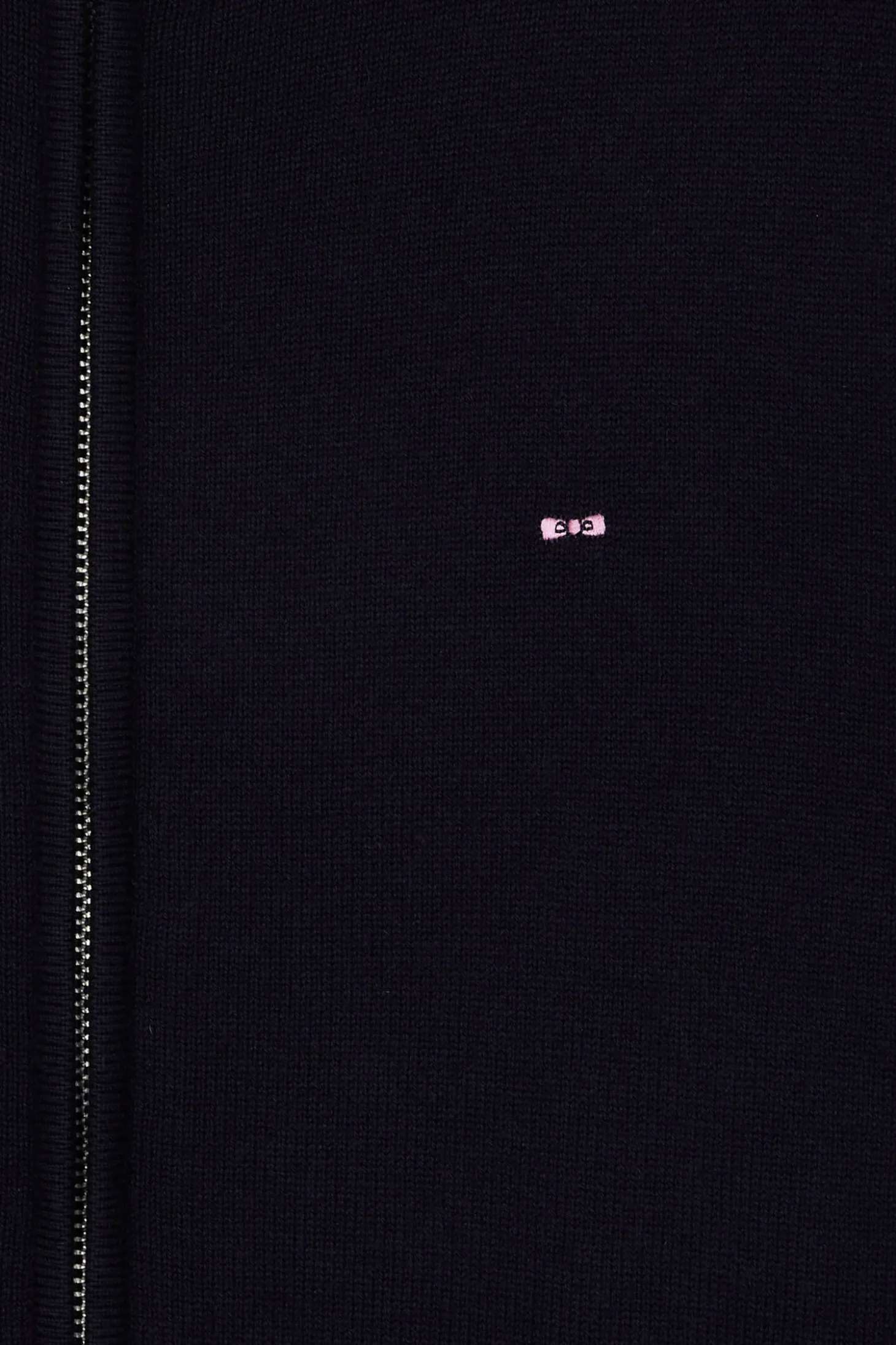 Regular navy blue plain wool and cotton zipped cardigan