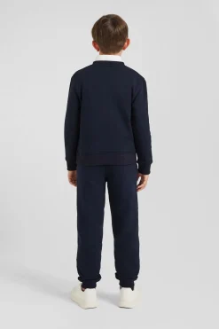 Regular navy blue round neck cotton sweatshirt