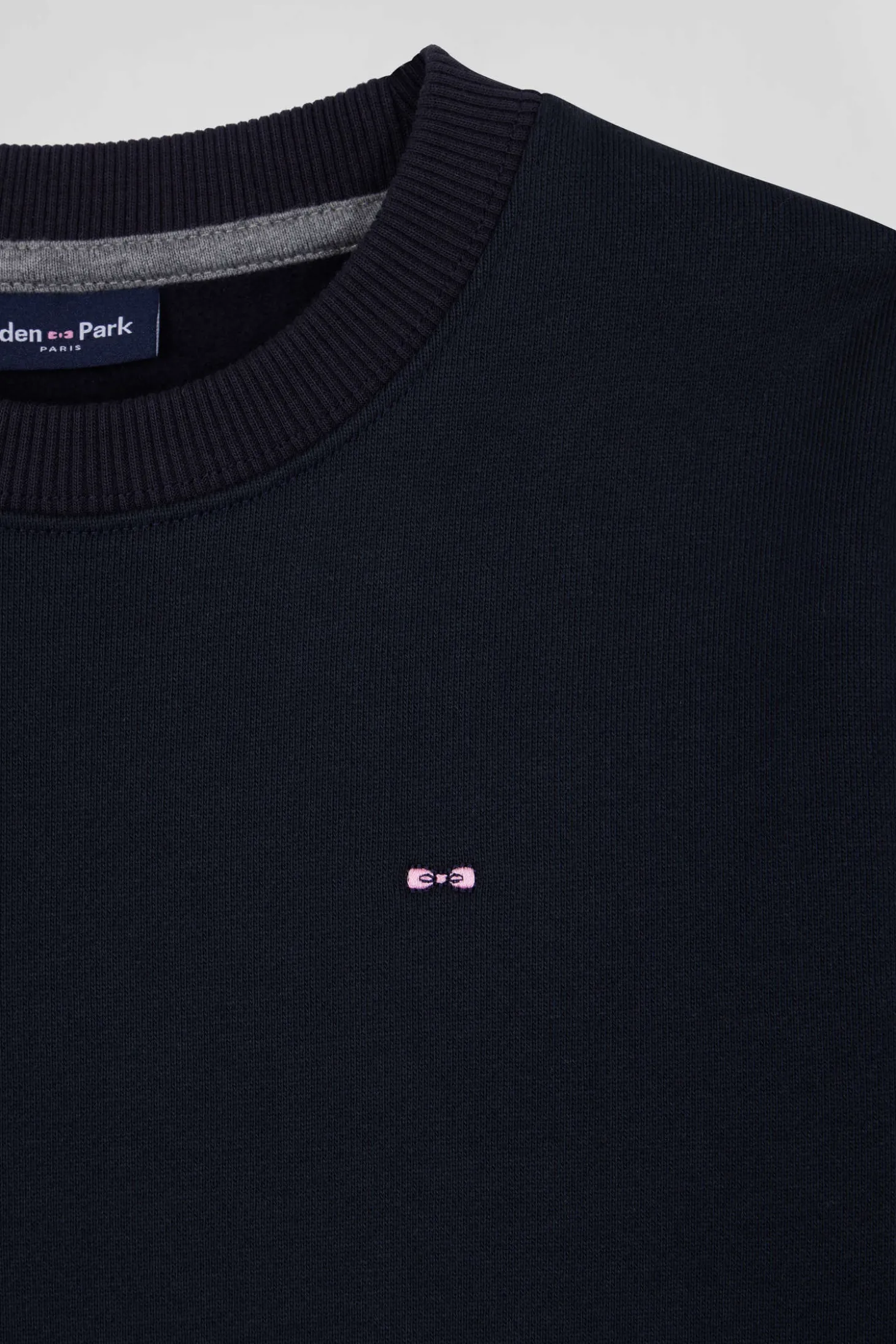 Regular navy blue round neck cotton sweatshirt