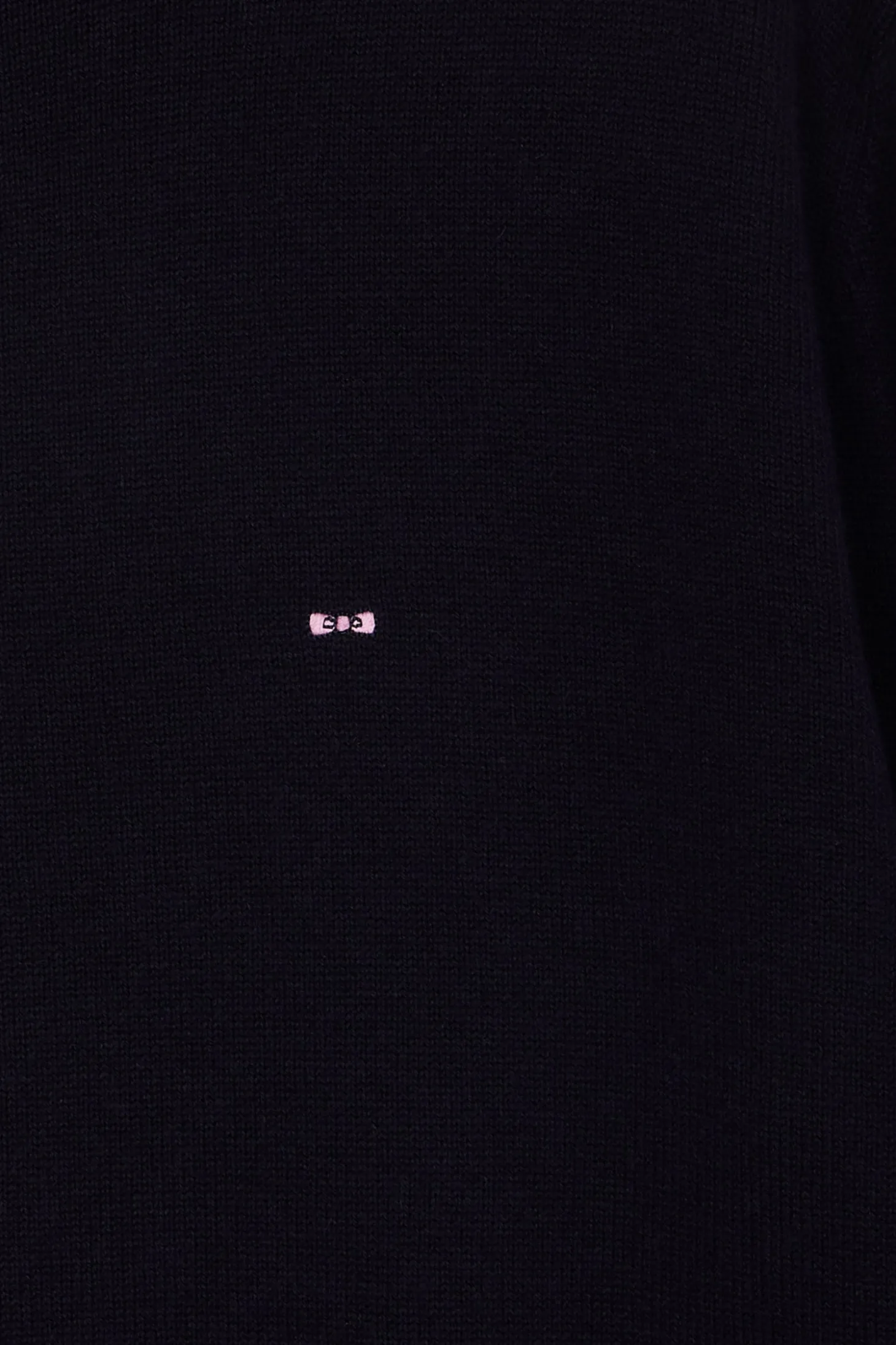 Regular navy blue semi-zipped wool and cotton jumper