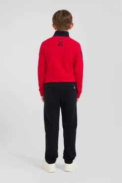 Regular navy blue stretch cotton chino trousers