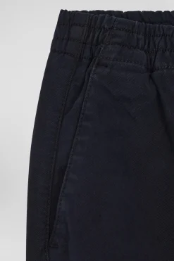 Regular navy blue stretch cotton chino trousers