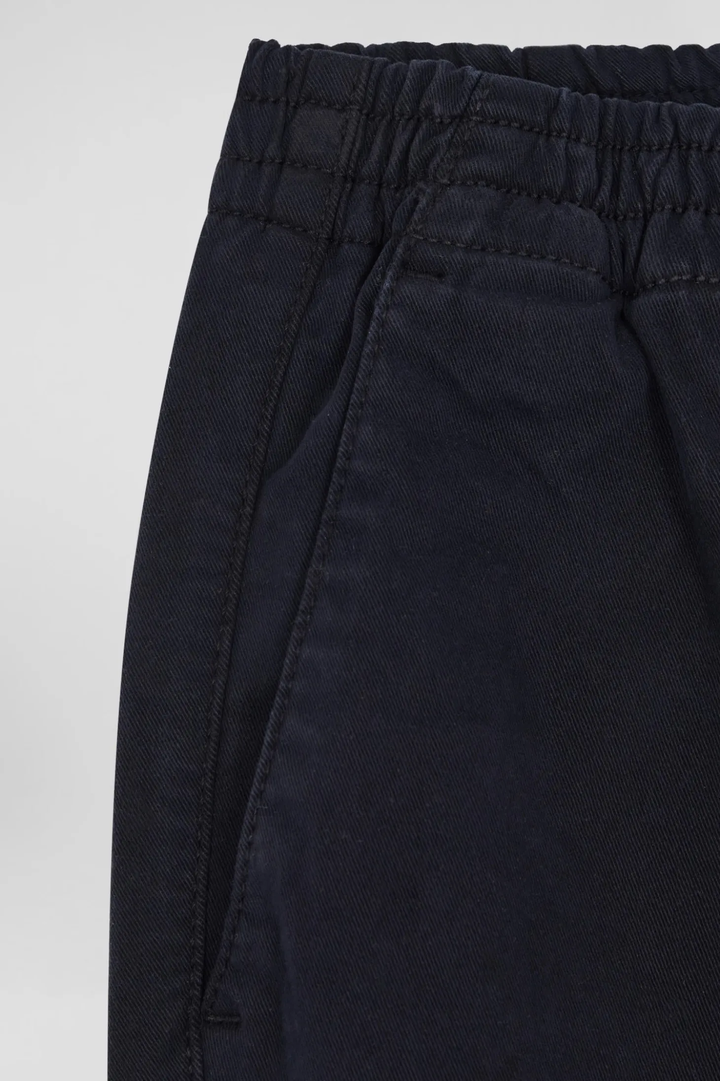 Regular navy blue stretch cotton chino trousers
