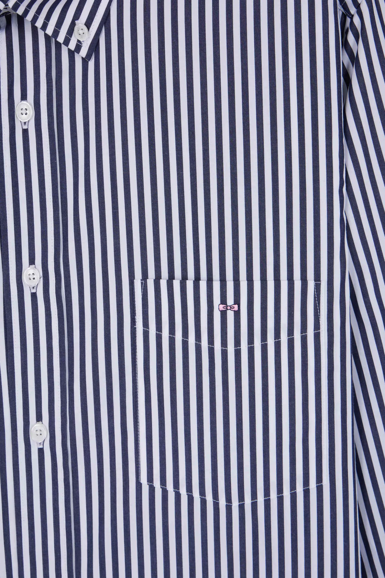 Regular navy blue striped cotton poplin shirt