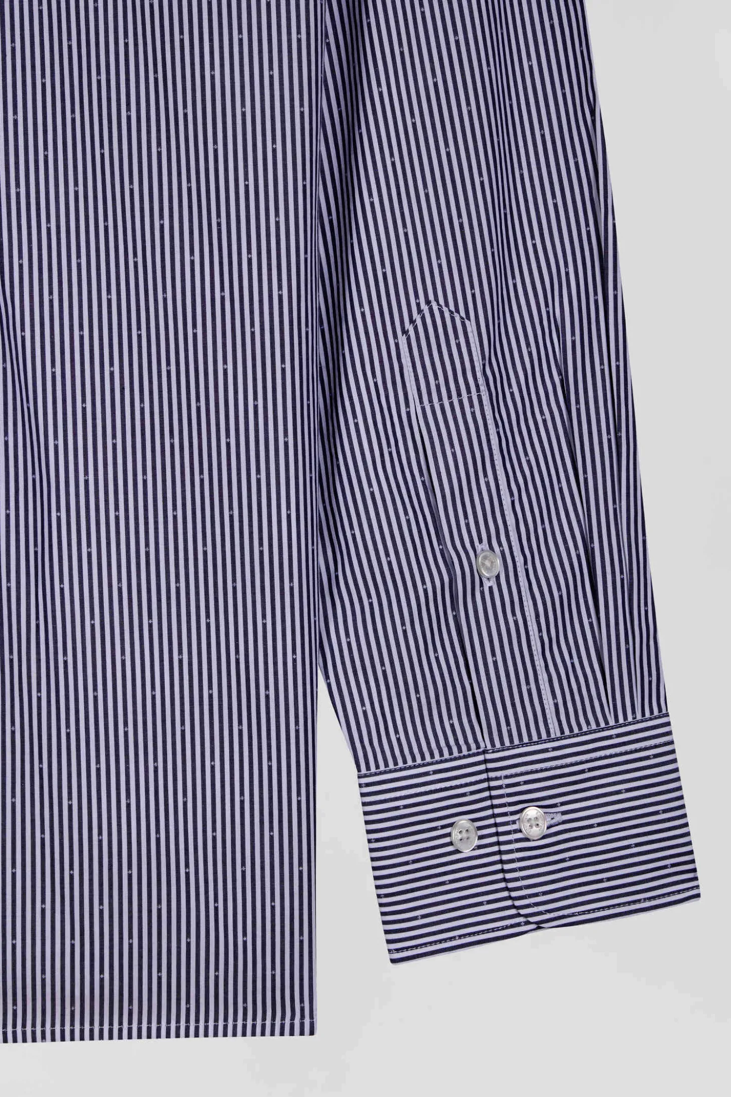 Regular navy blue striped cotton jacquard shirt