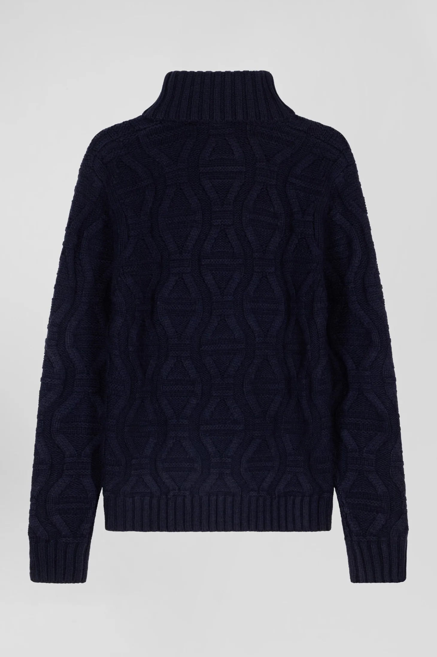 Regular navy blue virgin wool and recycled polyamide turtleneck jumper with 3D knitting