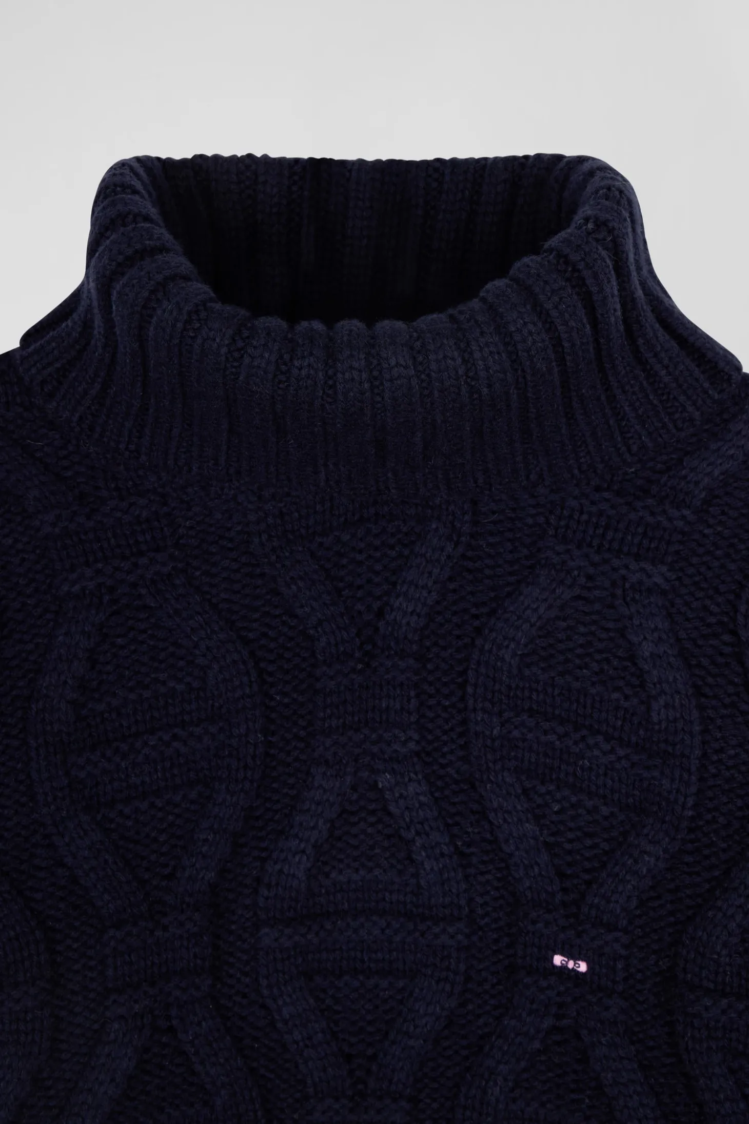 Regular navy blue virgin wool and recycled polyamide turtleneck jumper with 3D knitting