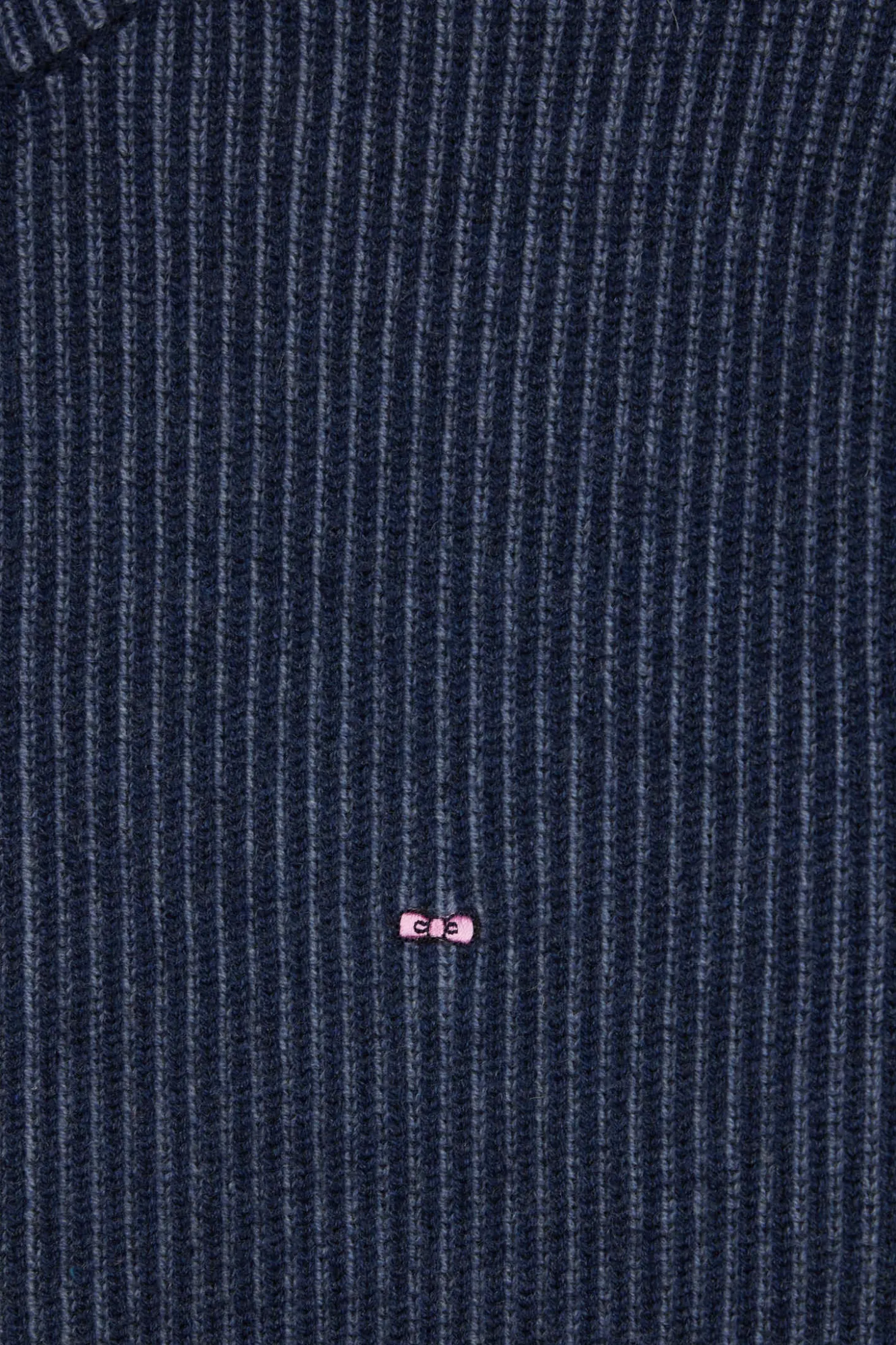 Regular navy blue wool and cotton zipped cardigan