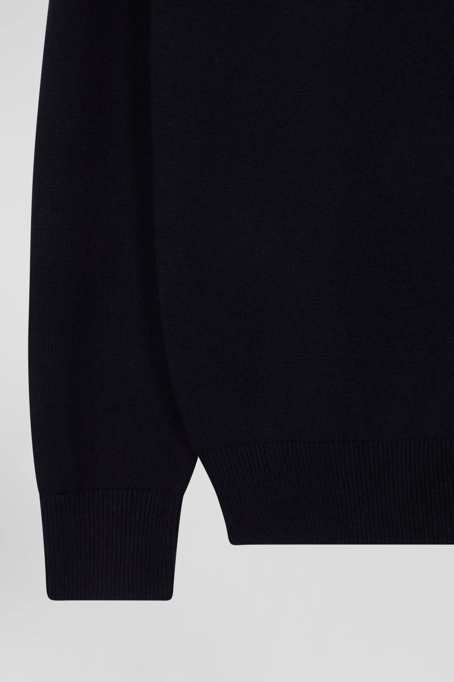 Regular navy blue wool and cotton crew neck jumper