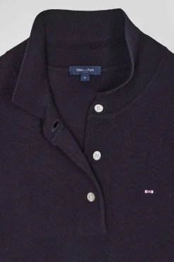 Regular navy blue wool dress with rugby shirt collar