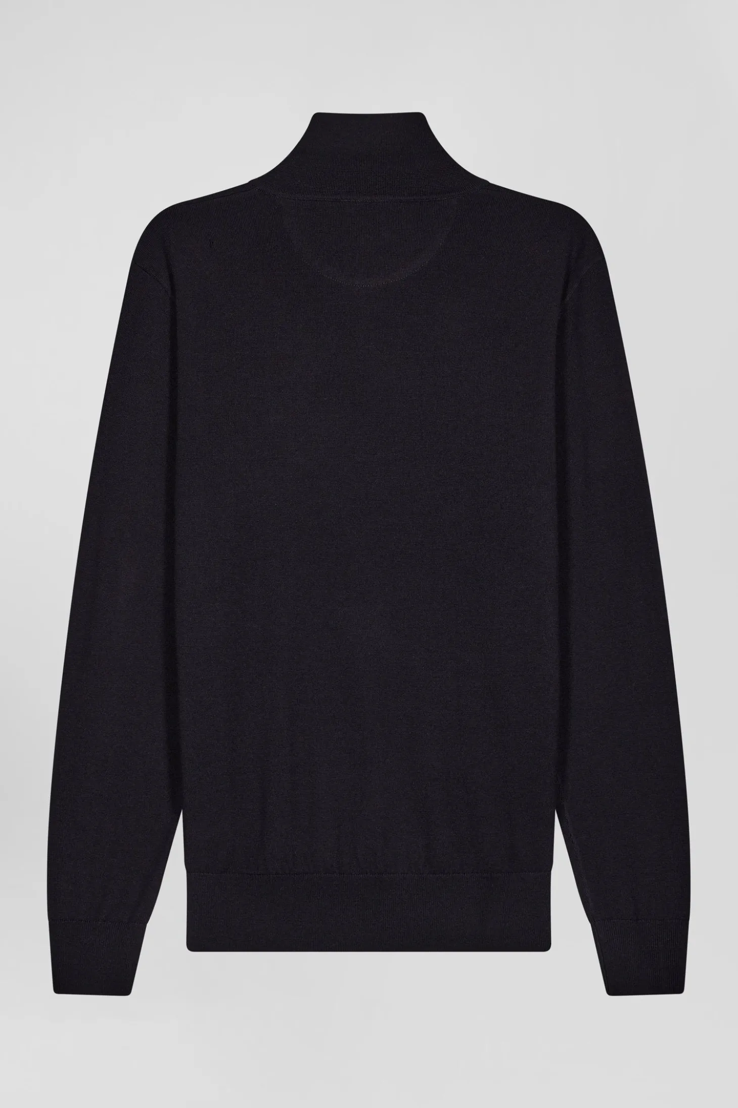 Regular navy blue wool jersey jumper with rugby shirt collar