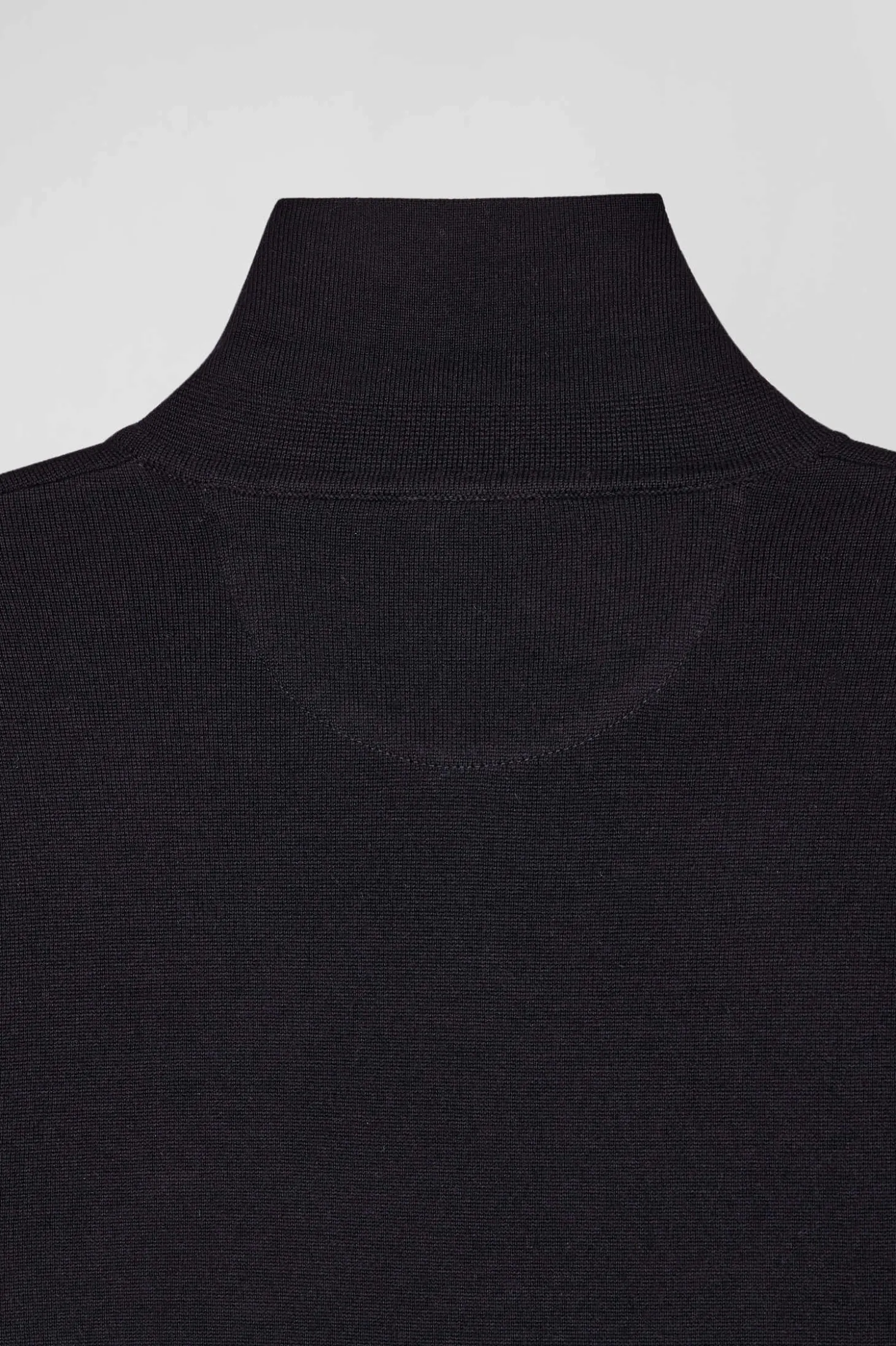Regular navy blue wool jersey jumper with rugby shirt collar