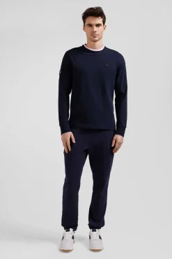 Regular navy blue XV de France long-sleeved cotton T-shirt