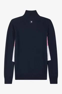 Regular navy blue XV de France cotton semi-zipped jumper