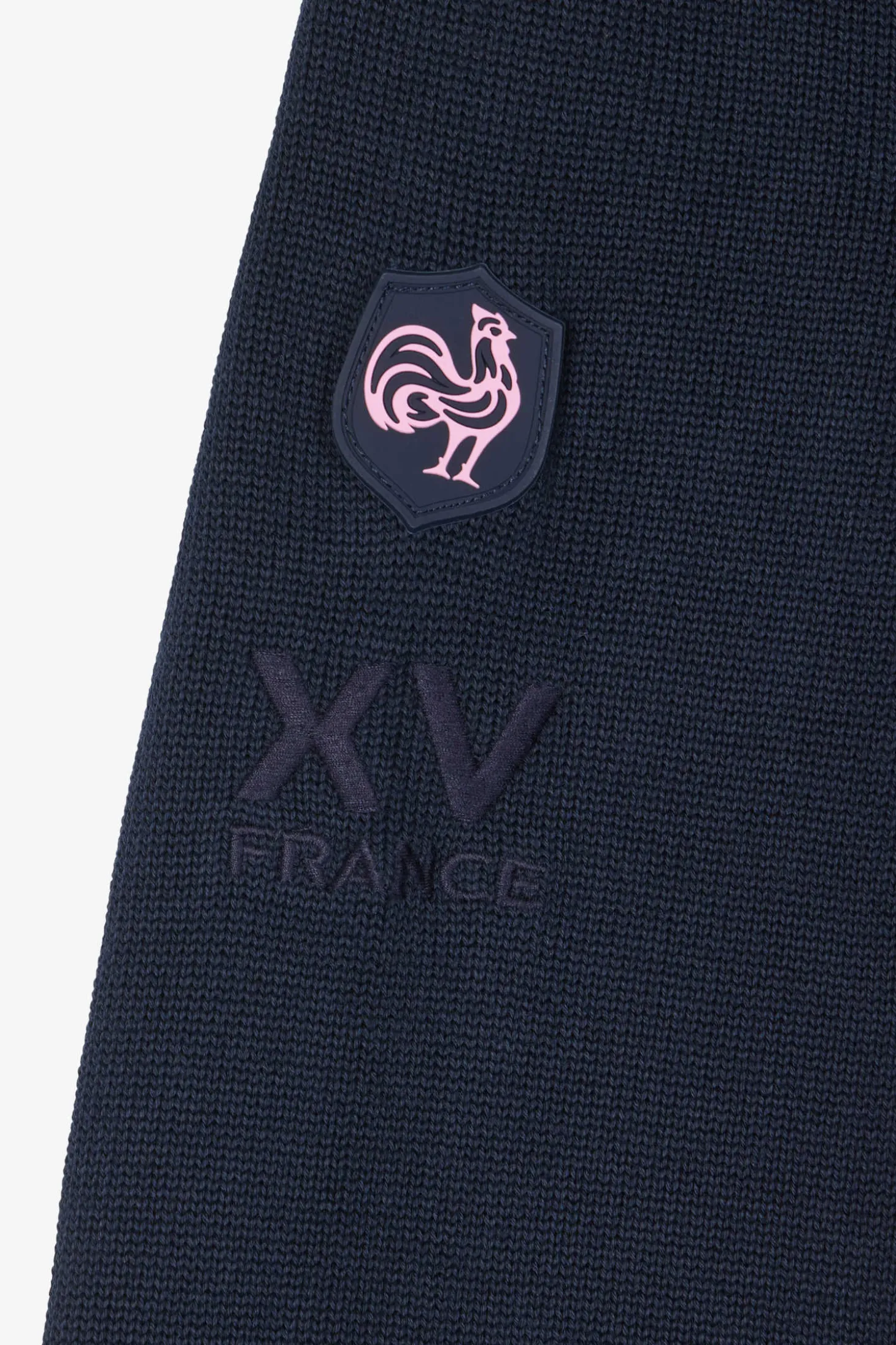 Regular navy blue XV de France cotton semi-zipped jumper
