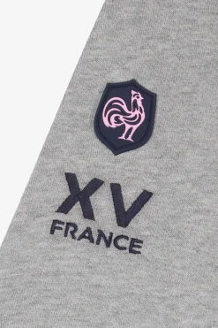 Regular navy blue XV de France long-sleeved cotton rugby shirt