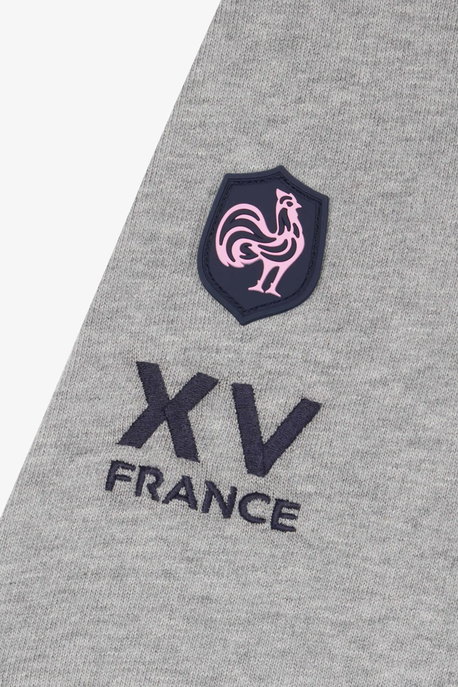 Regular navy blue XV de France long-sleeved cotton rugby shirt