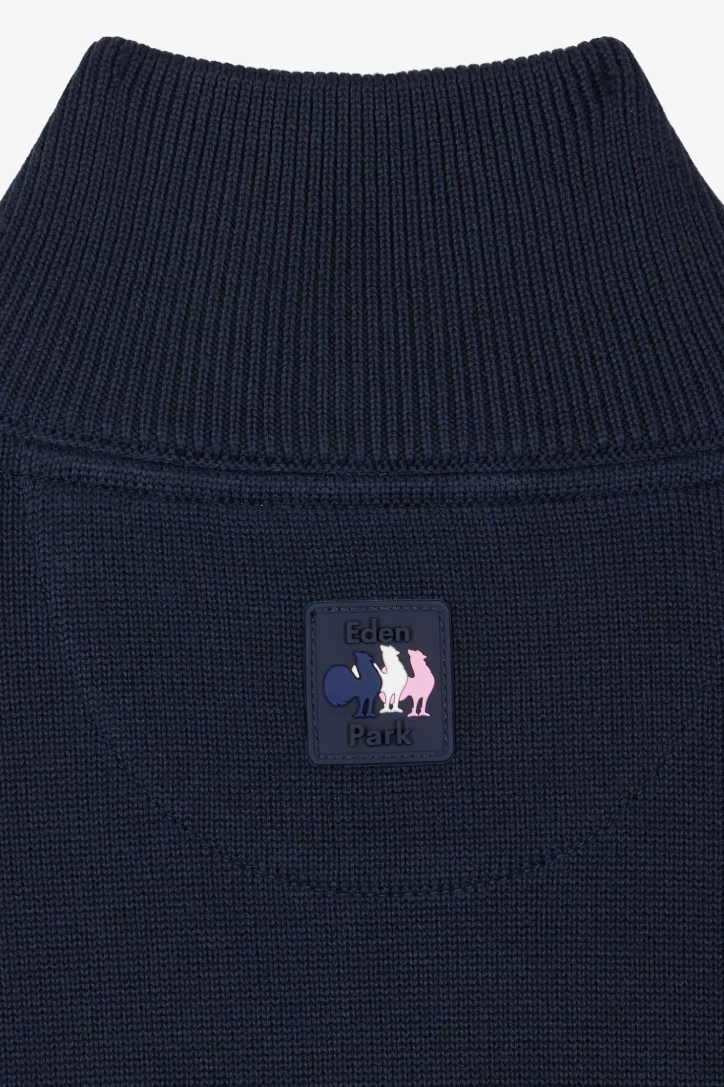 Regular navy blue XV de France cotton semi-zipped jumper